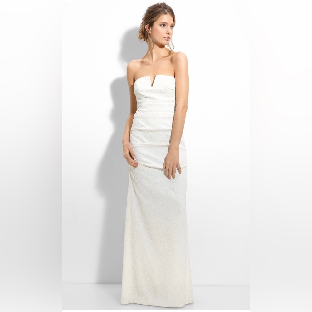 Nicole Miller Pintucked Jacquard Fishtail wedding dress